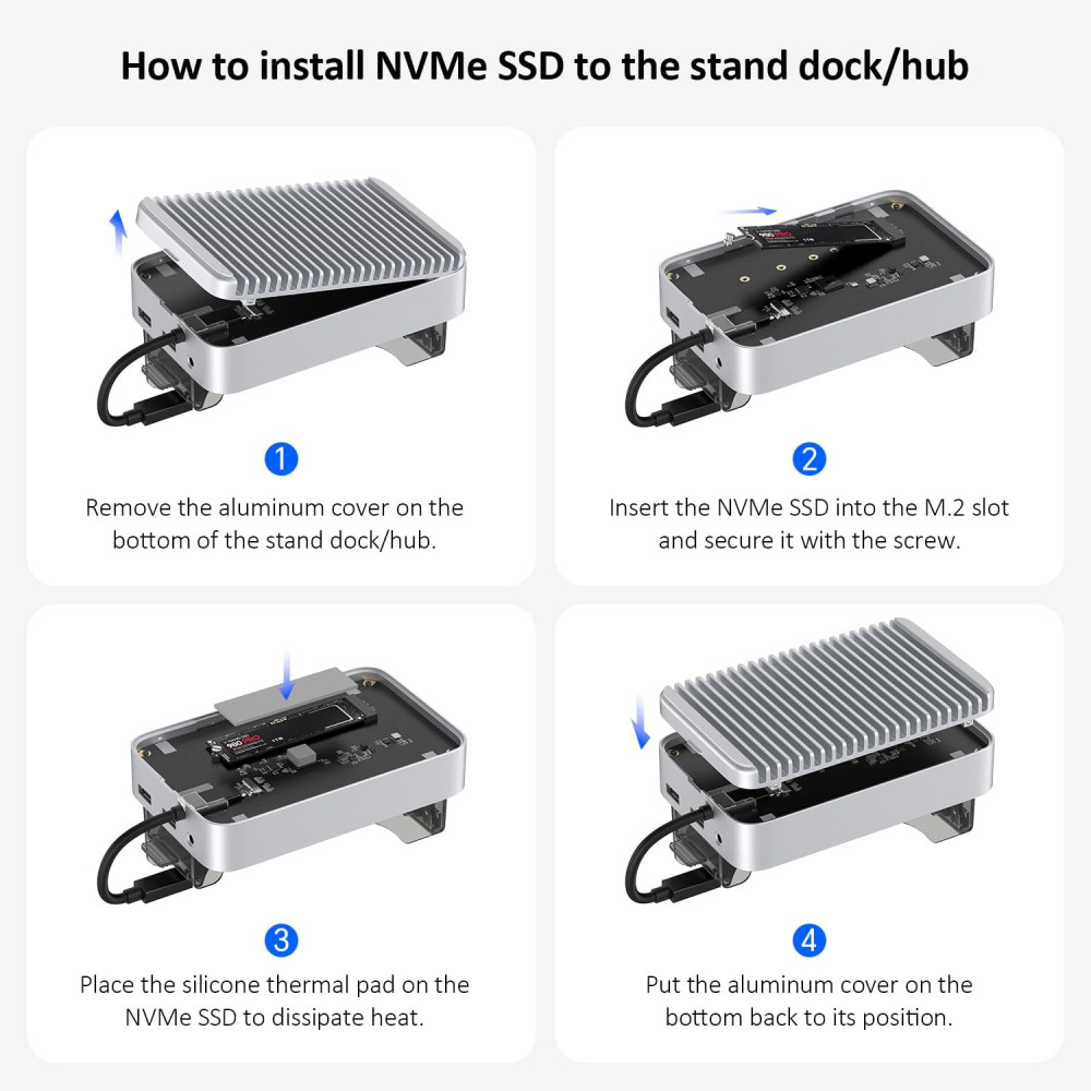 Хаб подставка Qwiizlab MC61 для Mac mini M4 M4 Pro NVMe SSD Thunderbolt 40Gbps